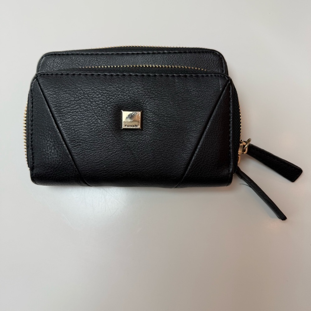 Tahari Black Leather Wallet with Gold Accents - Picture 1 of 9
